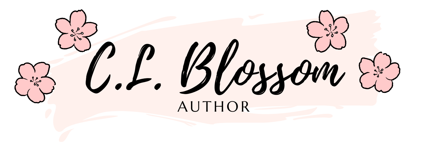 C.L. Blossom author banner with cherry blossoms